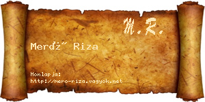 Merő Riza névjegykártya